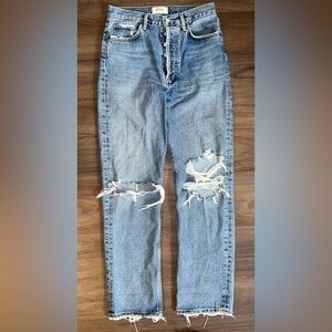 Agolde 90’s Destroyed Jeans Women Distressed Denim Straight Y2K Retro Boho Sz 26